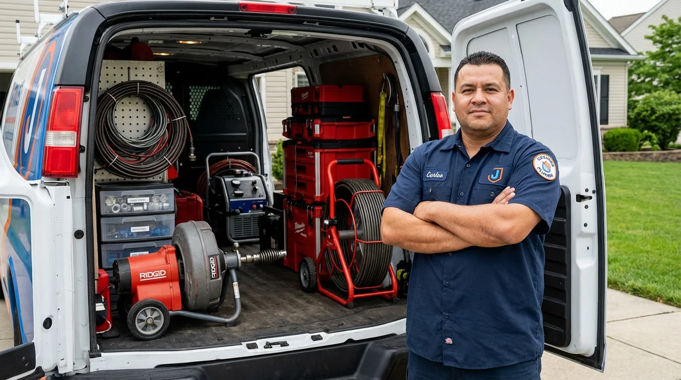 Professional drain cleaning equipment and Johns Plumbing LLC plumber in Advance
