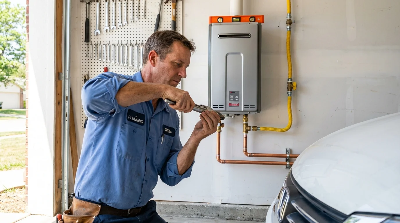 Tankless water heater installation by a Johns Plumbing LLC plumber in Advance
